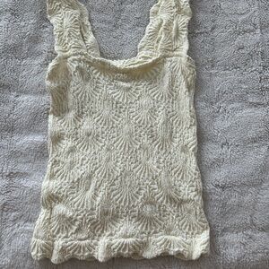 Free People Cream Textured Tank Top
